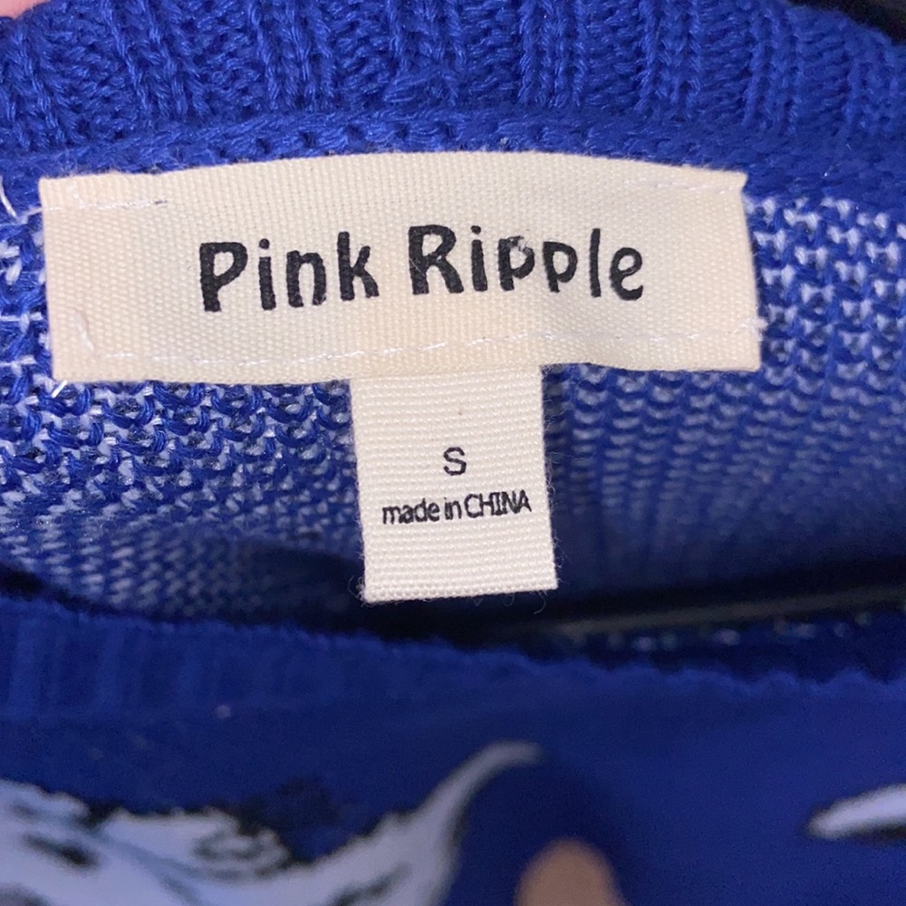 Pink Ripple Blue Leopard Sweater - Picture 4 of 4